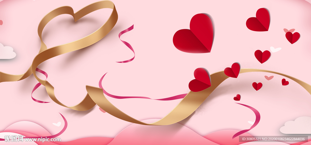 浪漫爱心情人节展板海报背景