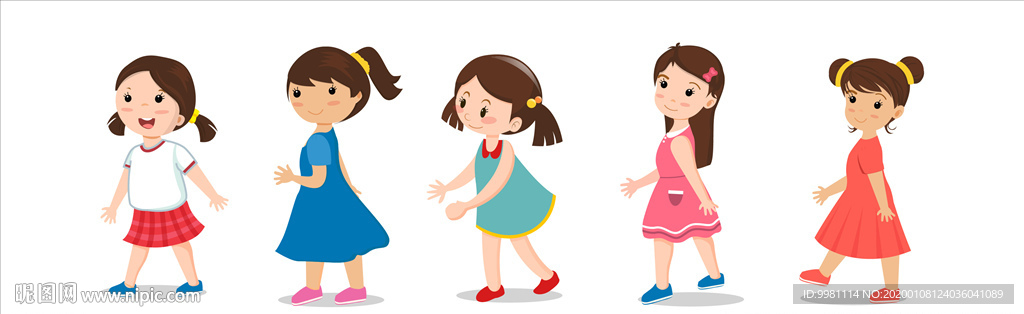 矢量卡通小女孩