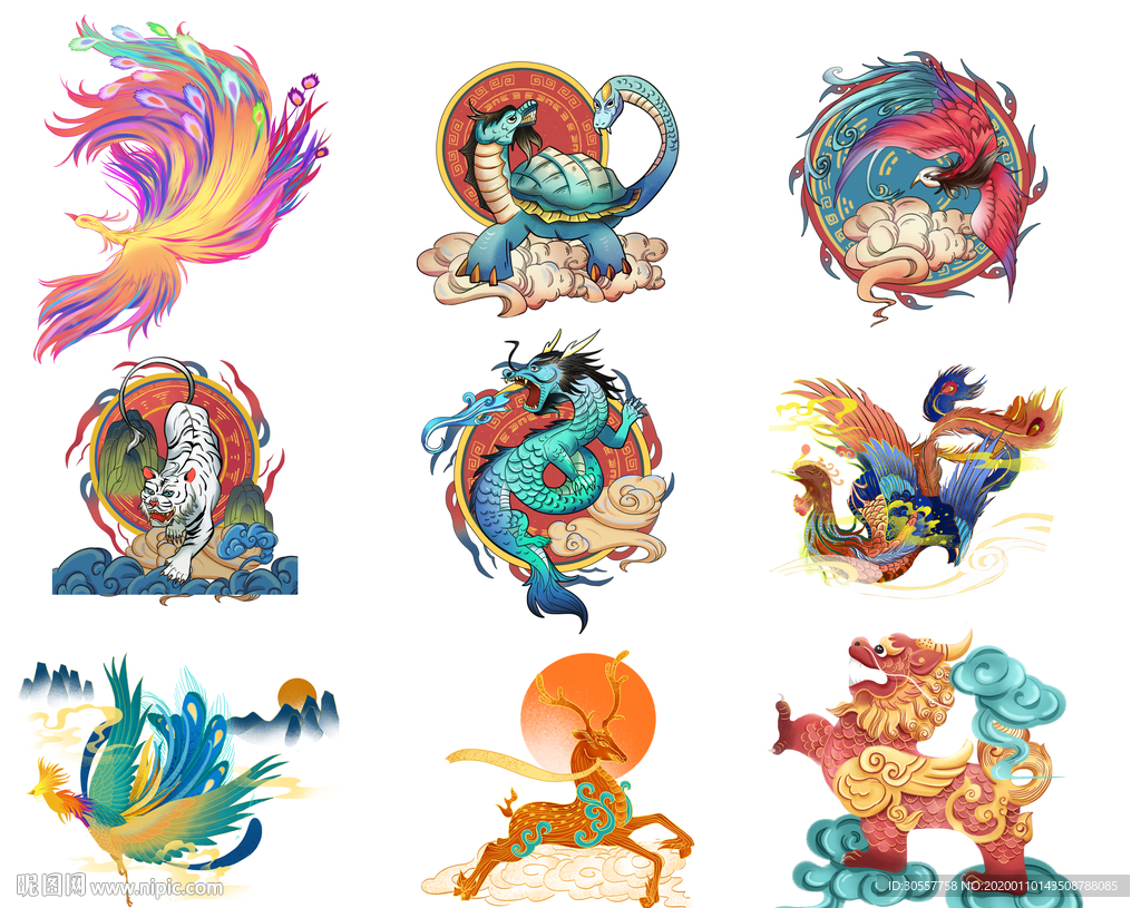 国潮年画古代神兽