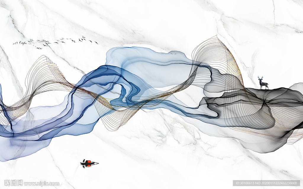 线条 新意境山水画 TIF分层