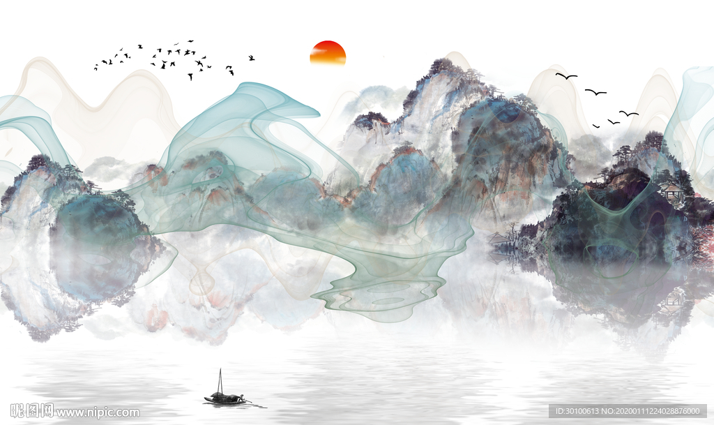 中国风新意境山水画 TIF分层