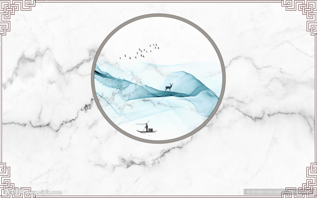 框画新现代山水画 TIF分层