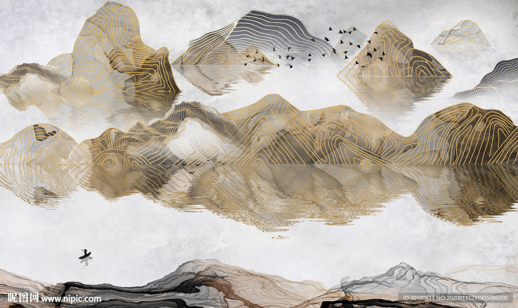 最新背景新山水画 TIF分层