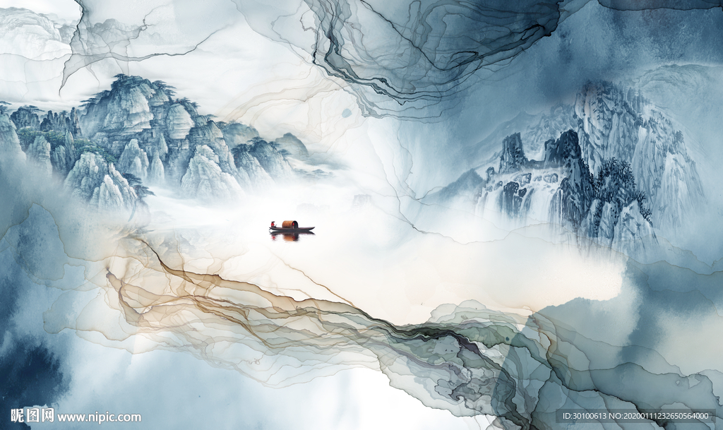 高清 新现代山水画 TIF分层