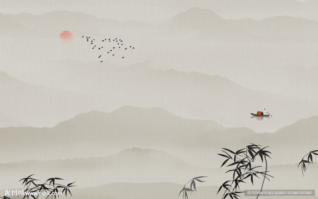 大气背景新山水画 TIF分层