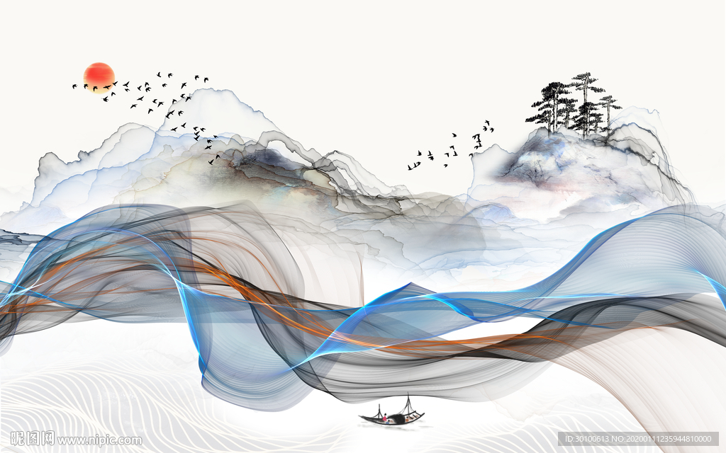 高档背景新山水画 TIF分层