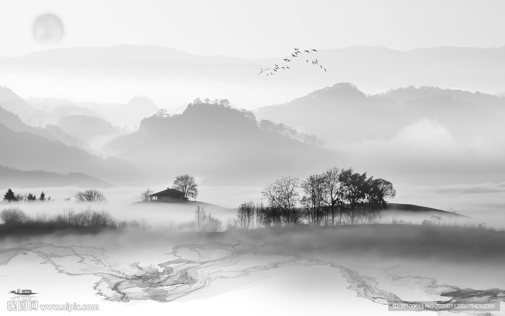 奢华电视新山水画 TIF分层