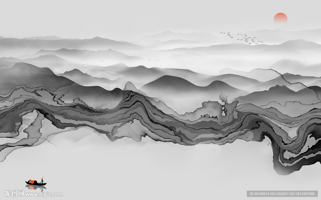 新品 山水电视背景 TIF分层