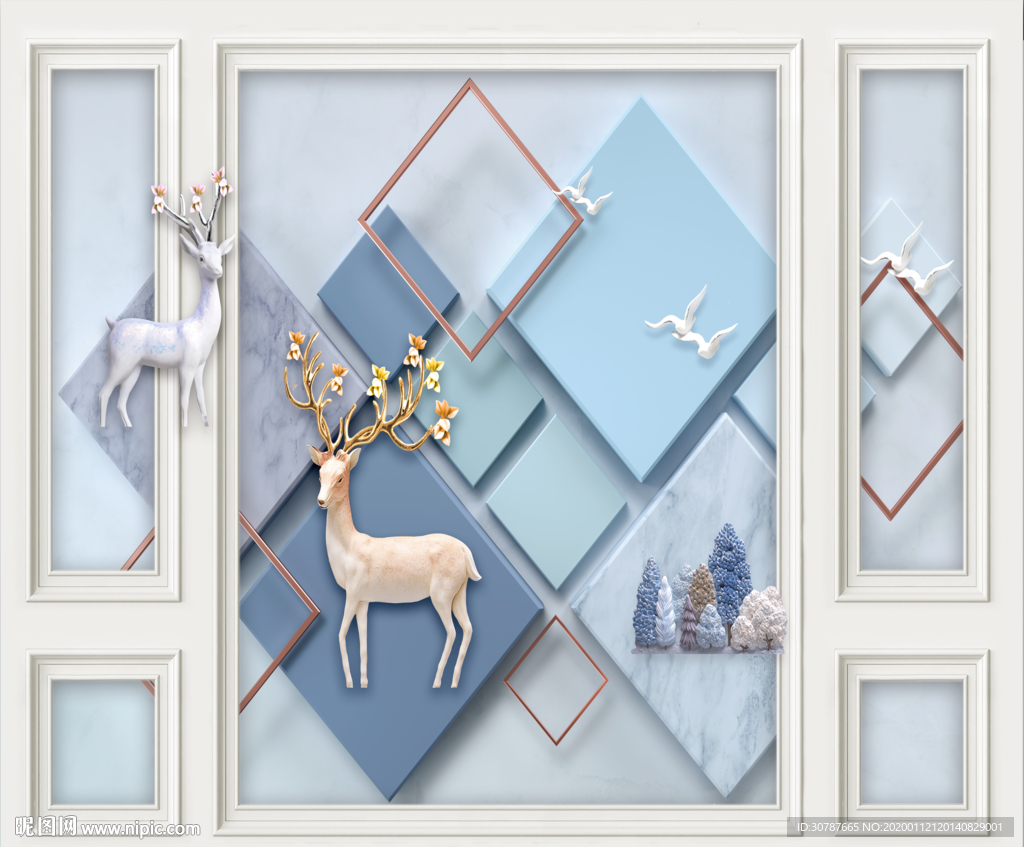 护墙板几何背景墙