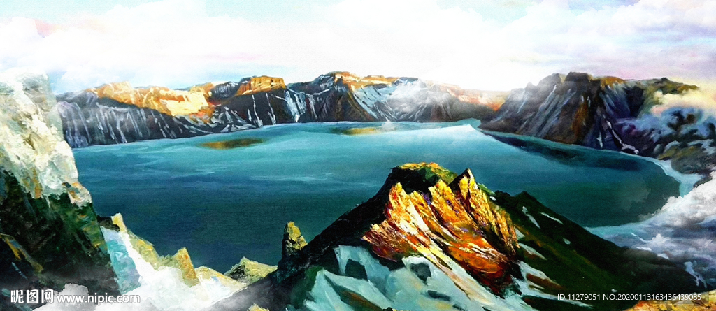 聚宝盆油画风景