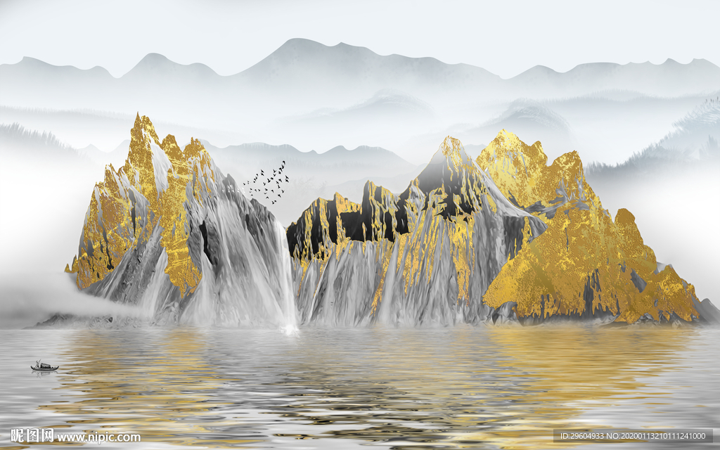 新款新山水中式画 TIF分层