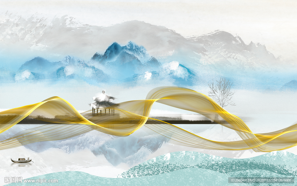 新品山水新中式画 TIF分层