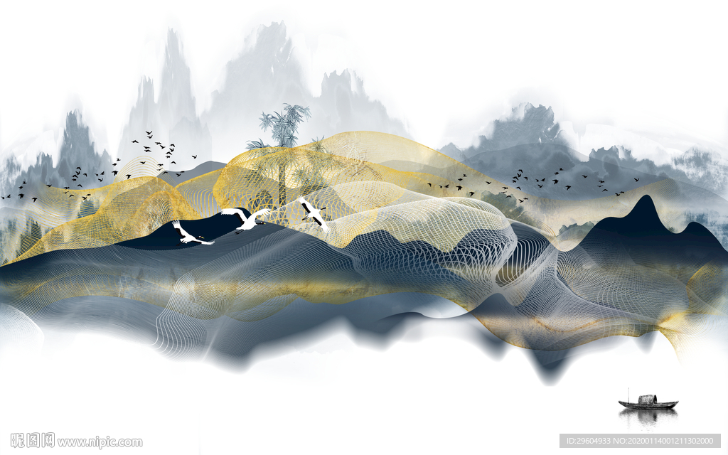 高档 山水新中式画 TIF分层