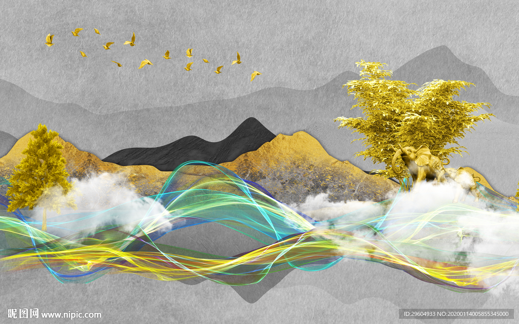 豪华山水新意境画 TIF分层