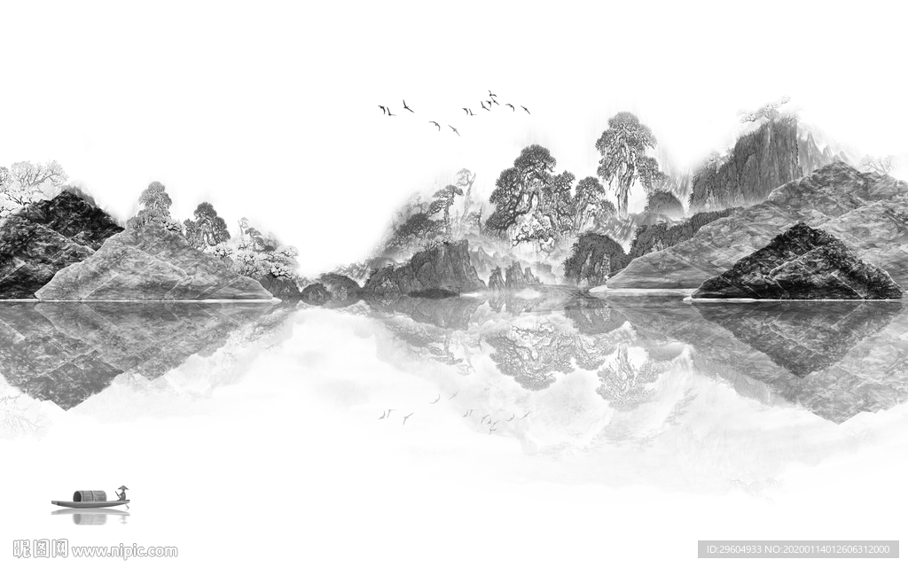 中式山水新意境画 TIF分层