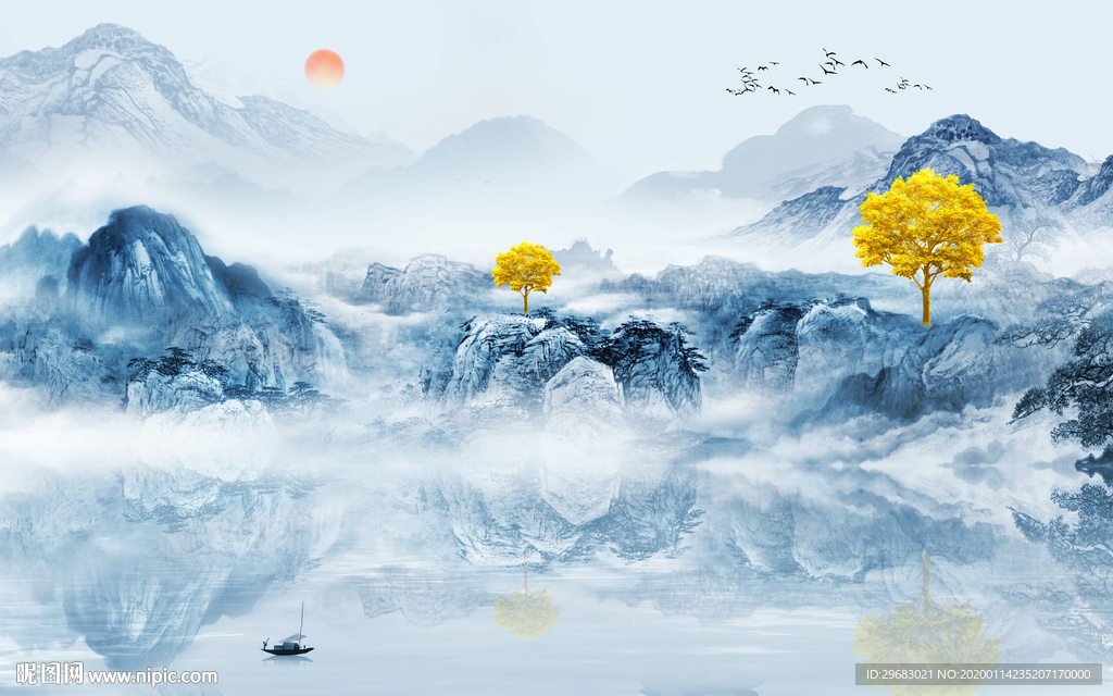 中国风新高端山水画 TIF分层