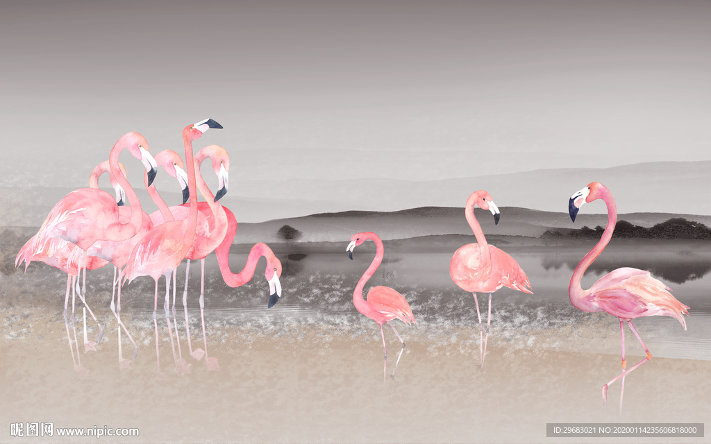 现代新高端山水画 TIF分层