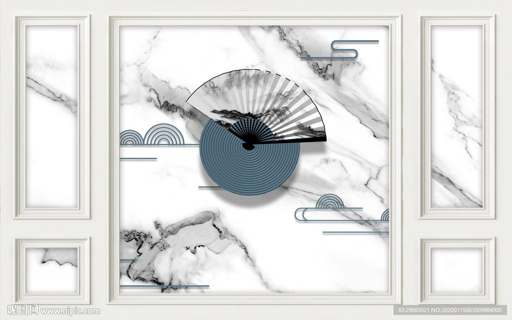 扇子新高端山水画 TIF分层