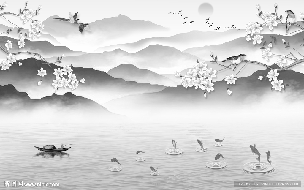 中式新高端山水画 TIF分层