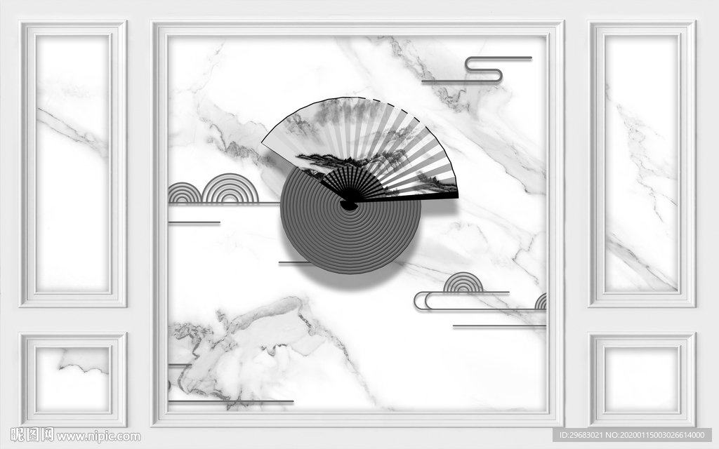 爵士白新高端山水画 TIF分层