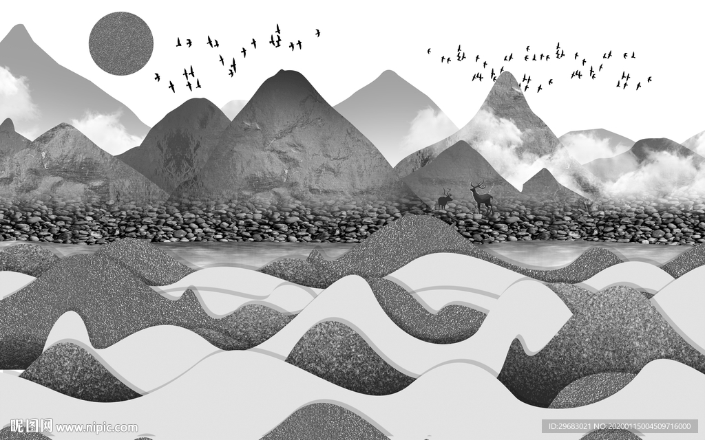 高档 新高端山水画 TIF分层