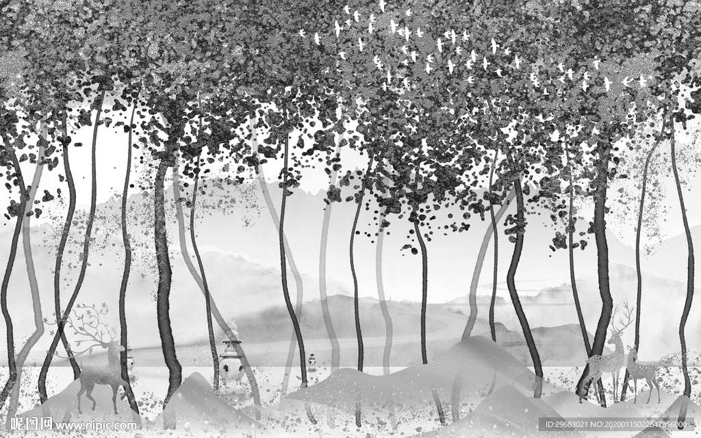 高档 装饰高清墙画 TIF分层