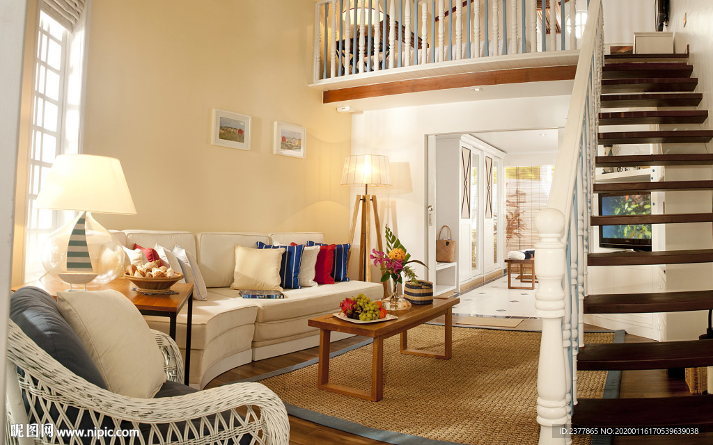 现代风格复式小资装修客厅效果图