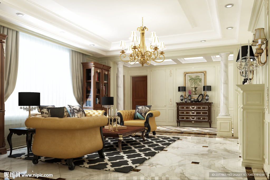 欧式风格别墅豪宅装修客厅效果图