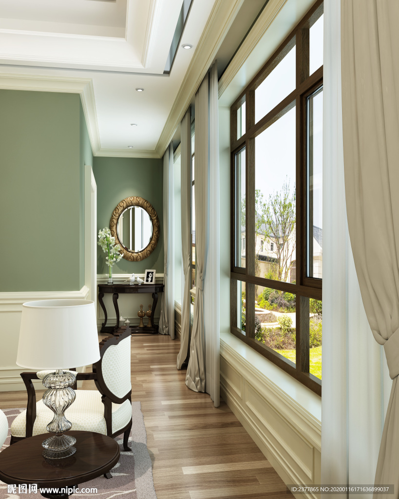 现代美式风格别墅装修卧室效果图