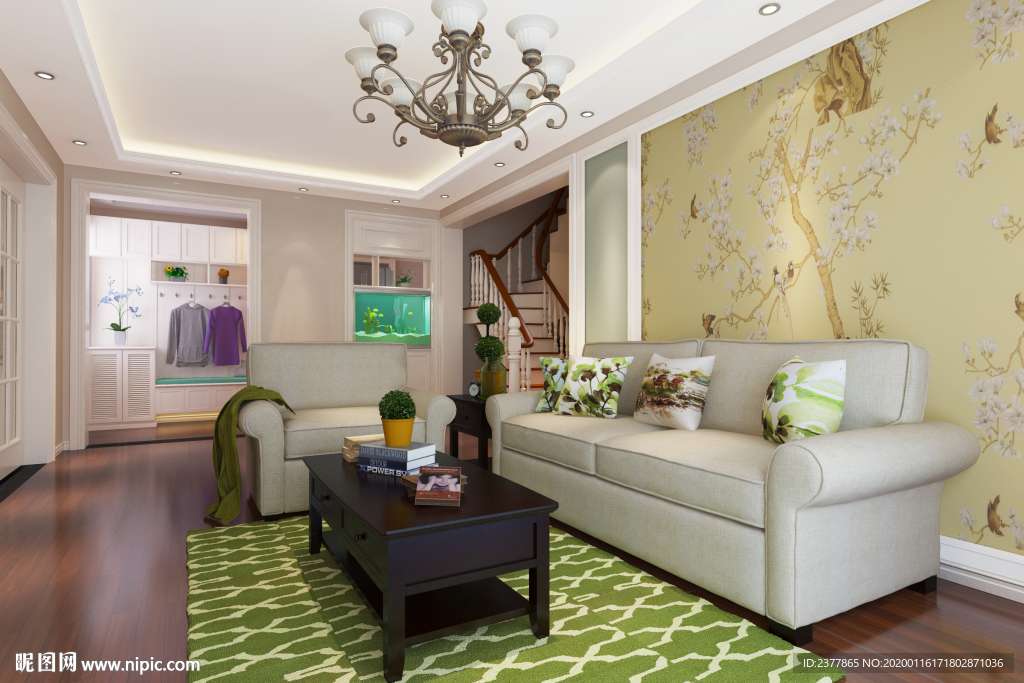 美式风格别墅豪宅装修客厅效果图