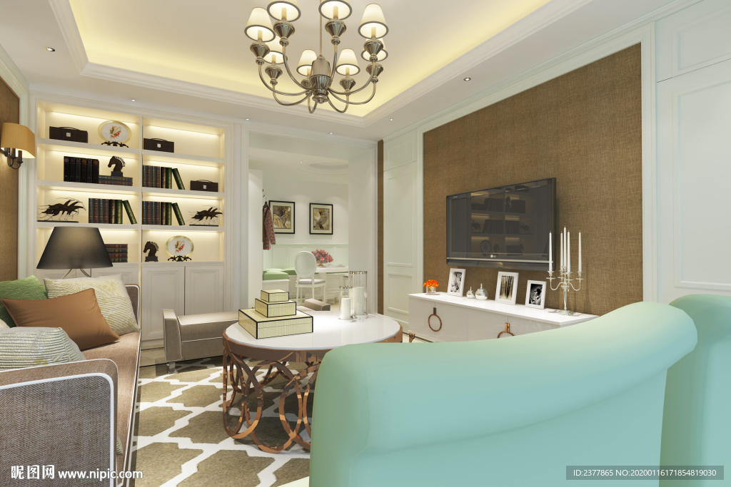 现代欧式风格别墅装修客厅效果图