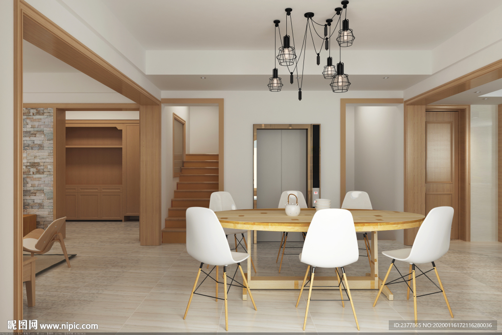 北欧风格别墅豪宅装修餐厅效果图