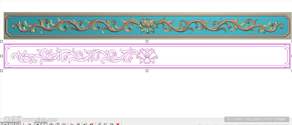 长条洋花莲花牙板裙板精雕图浮雕