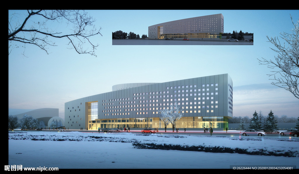 沿街办公大厦-雪景