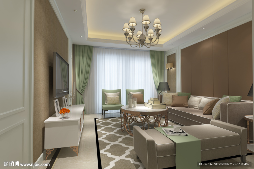 美式风格别墅豪宅装修客厅效果图