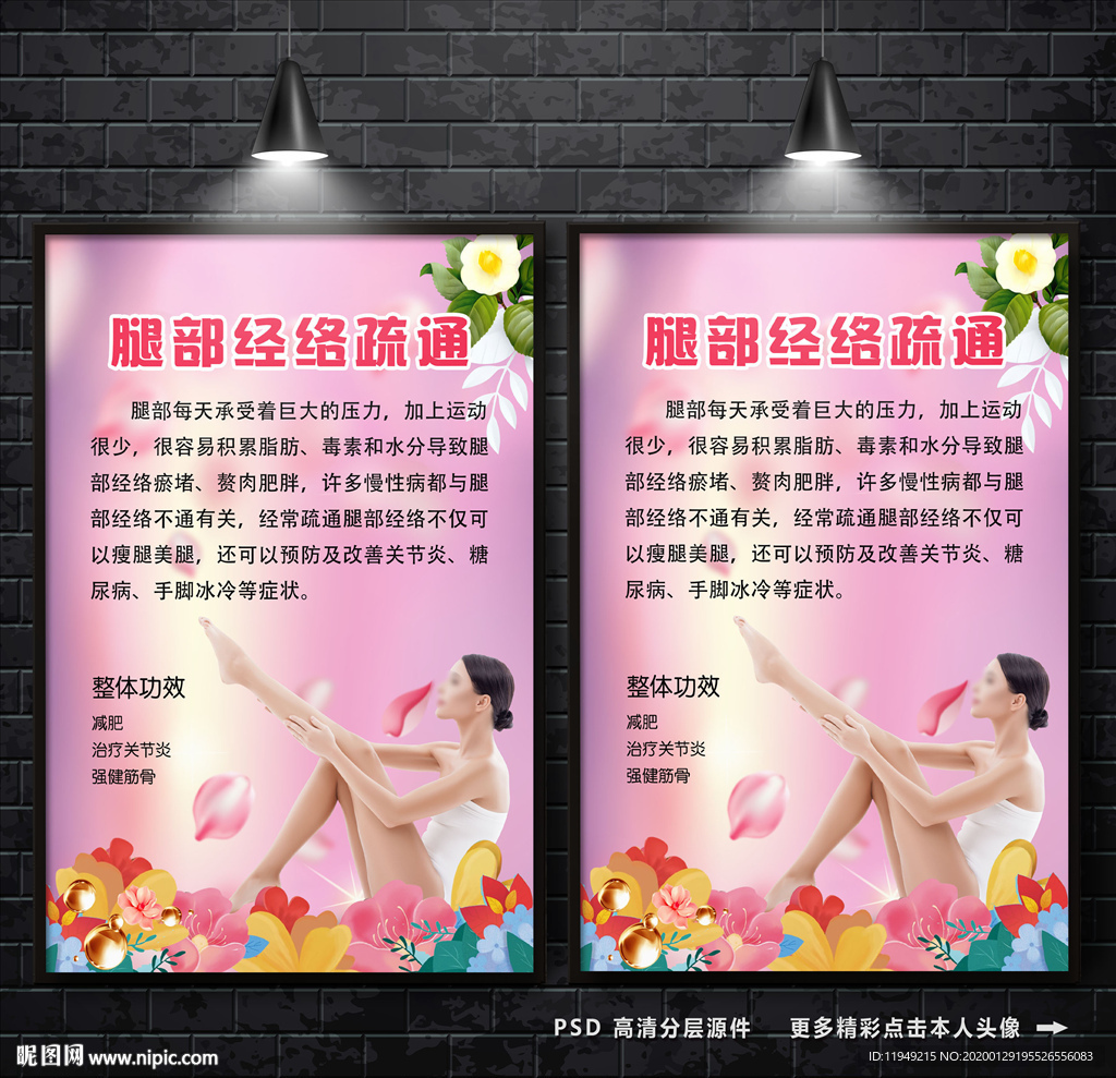 腿部经络疏通  美容院展板