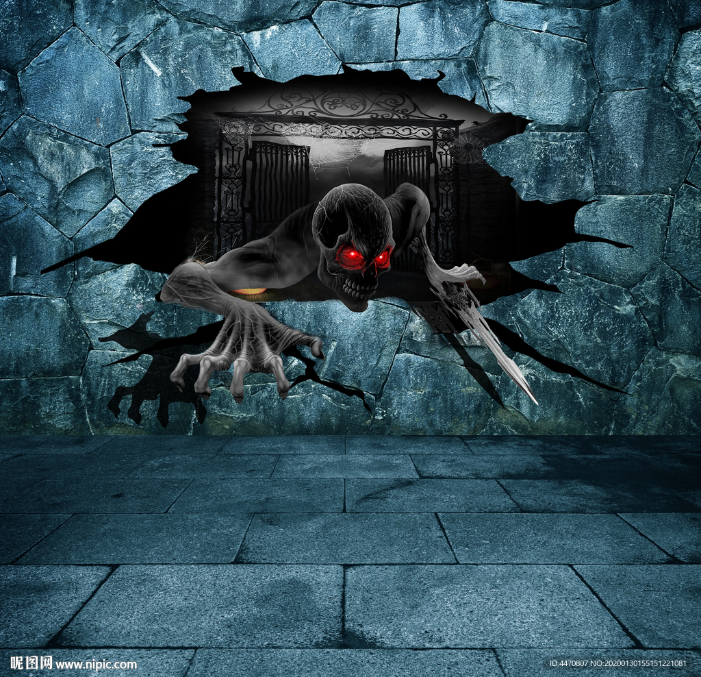 万圣节3D墙绘墙贴