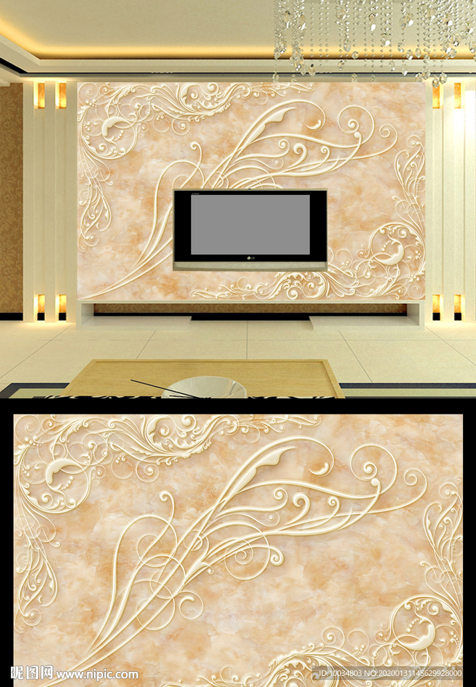 欧式花纹背景墙