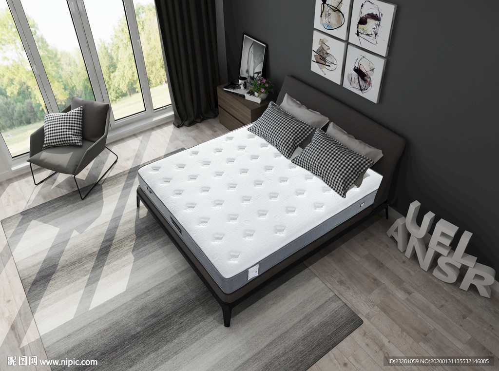 软床 床垫 场景图