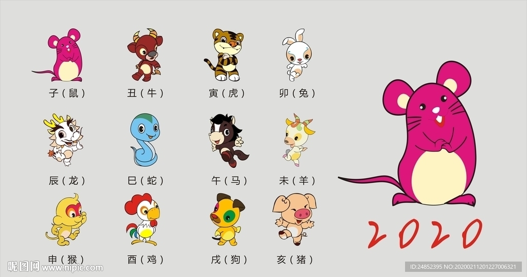 十二生肖卡通矢量文件