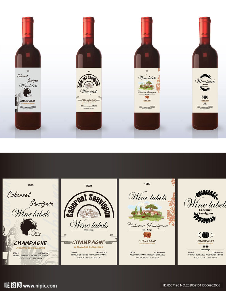 欧式简洁酒标 创意标贴