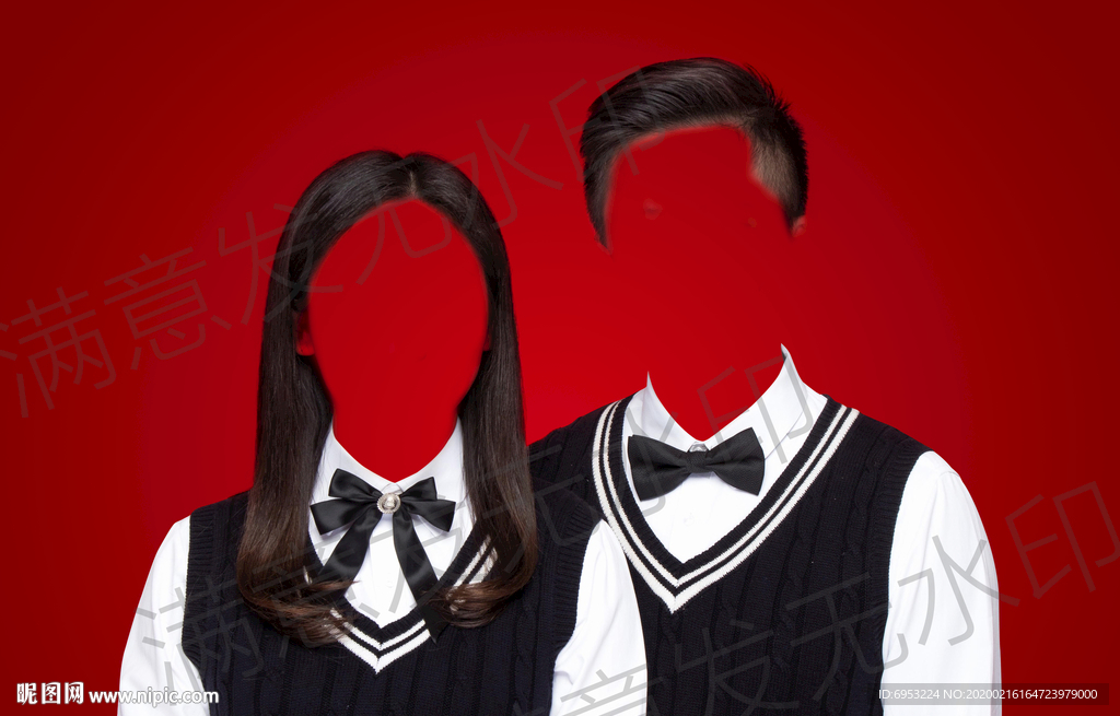 结婚登记照证件照学院风正装