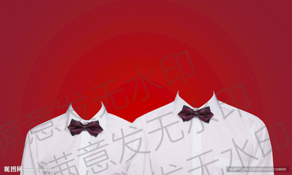 结婚证件照领结白衬衫模板