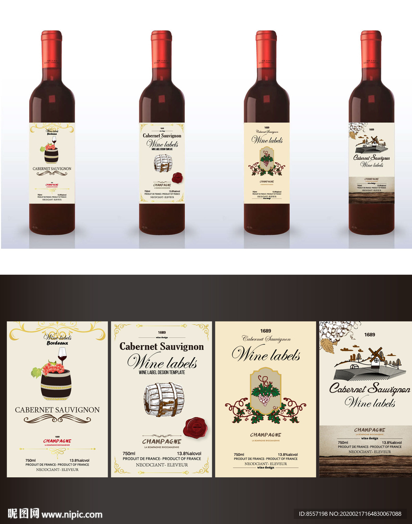 欧式酒标 红酒标贴