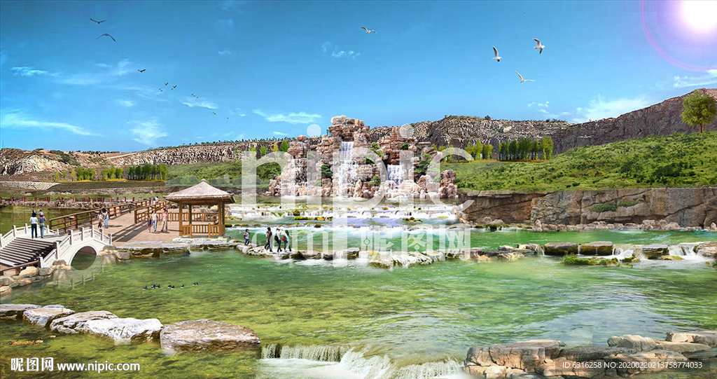 假山水系景观PSD效果图