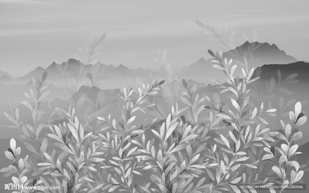 树叶 山水画精美画 TIF分层