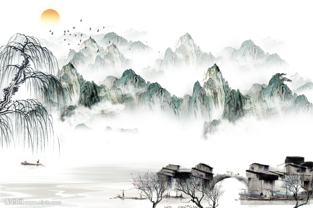 最新意境山水画 tif分层