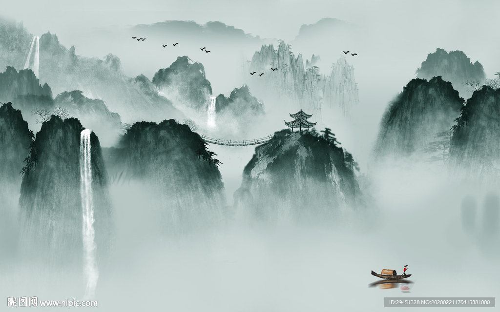 爆款 意境山水画 tif分层