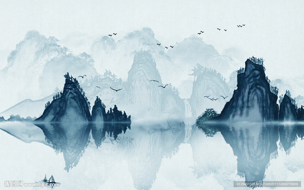 高端意境山水画 tif分层