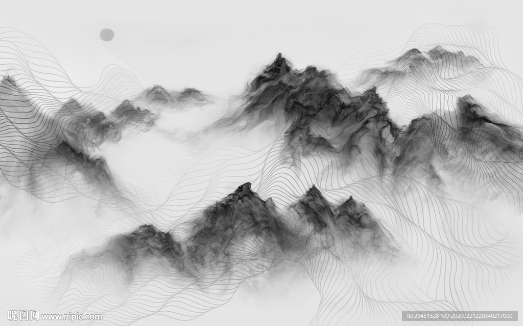 现代背景墙山水画 tif分层